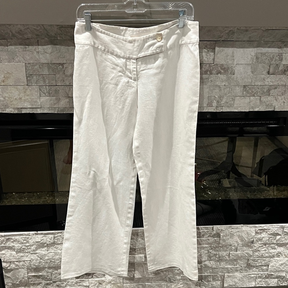 MICHAEL Michael Kors White Linen Wide Leg pants size 6